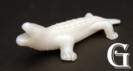 white glass crocodile